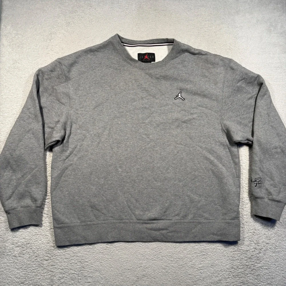 Jordan Sweatshirt Men XL Grey Essentials Fleece Crewneck DN7954-091 Jumpman Logo